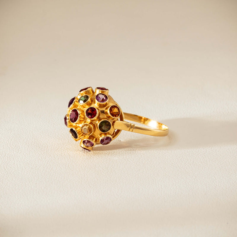 Vintage 18ct Yellow Gold Gem-Set Sputnik Ring