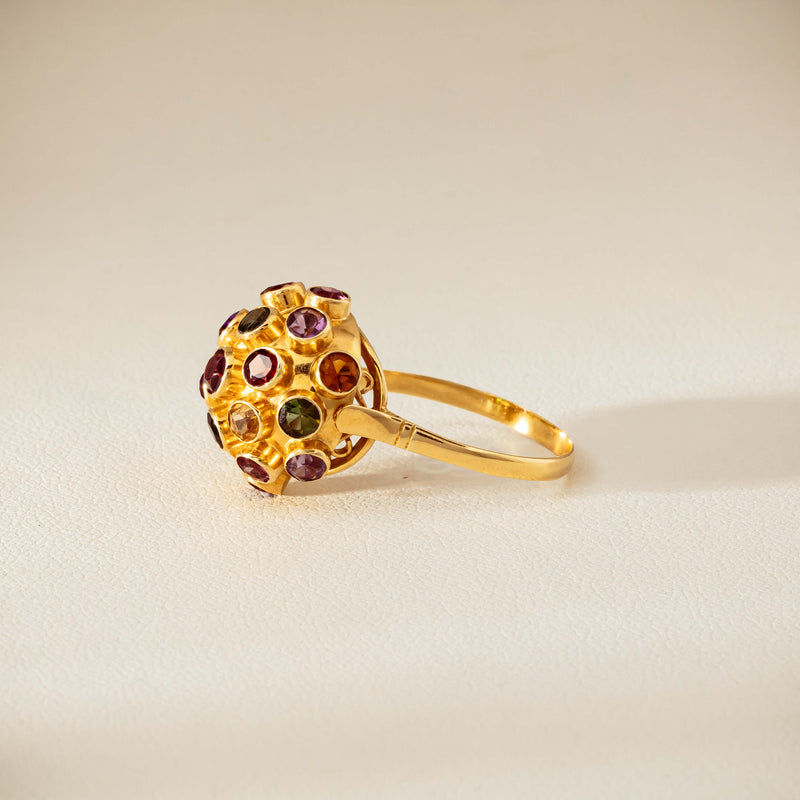 Vintage 18ct Yellow Gold Gem-Set Sputnik Ring