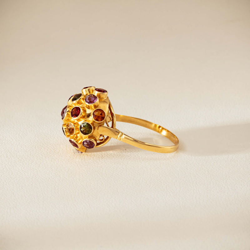 Vintage 18ct Yellow Gold Gem-Set Sputnik Ring