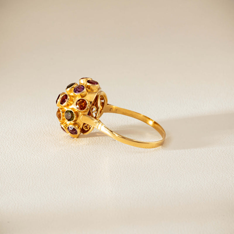 Vintage 18ct Yellow Gold Gem-Set Sputnik Ring