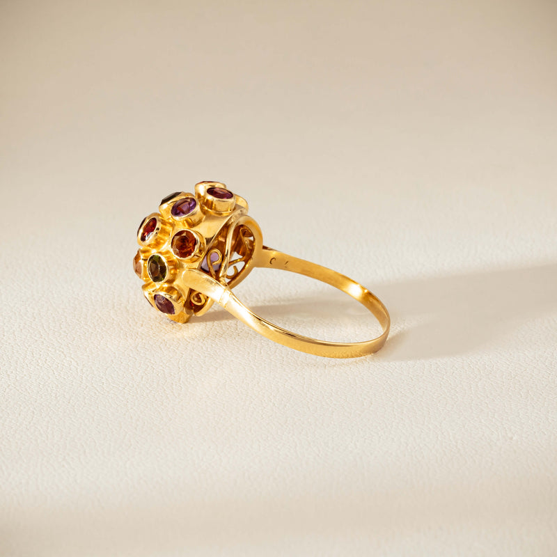 Vintage 18ct Yellow Gold Gem-Set Sputnik Ring