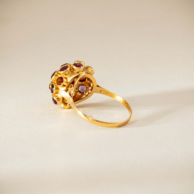 Vintage 18ct Yellow Gold Gem-Set Sputnik Ring