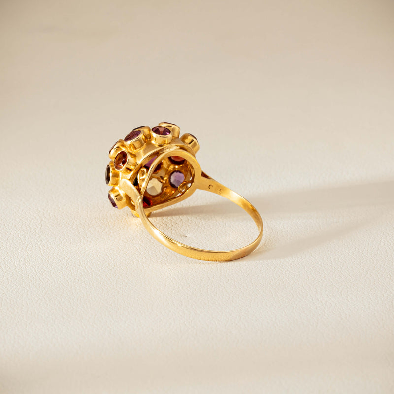 Vintage 18ct Yellow Gold Gem-Set Sputnik Ring
