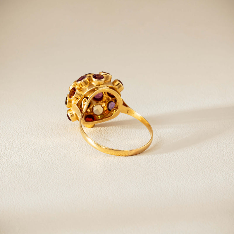 Vintage 18ct Yellow Gold Gem-Set Sputnik Ring