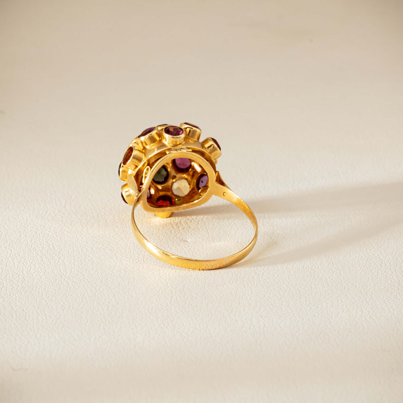 Vintage 18ct Yellow Gold Gem-Set Sputnik Ring