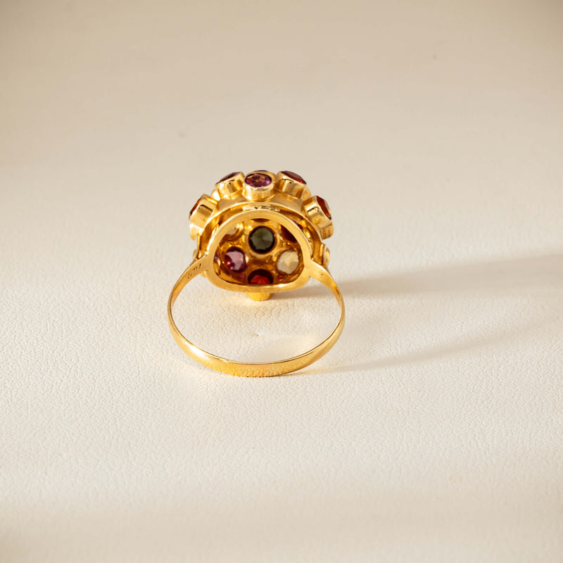 Vintage 18ct Yellow Gold Gem-Set Sputnik Ring
