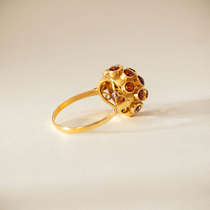 Vintage 18ct Yellow Gold Gem-Set Sputnik Ring