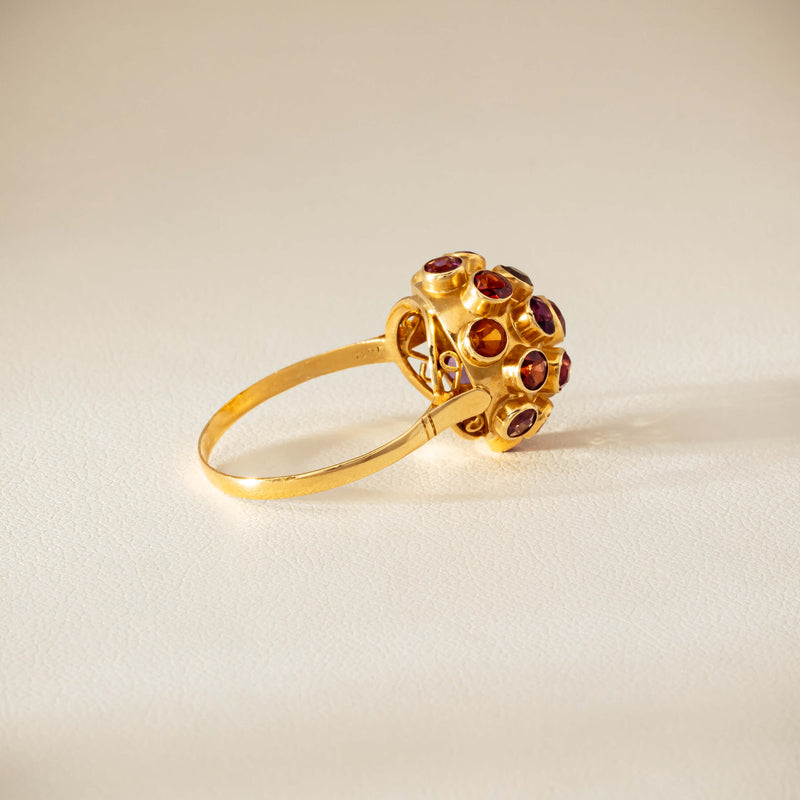 Vintage 18ct Yellow Gold Gem-Set Sputnik Ring