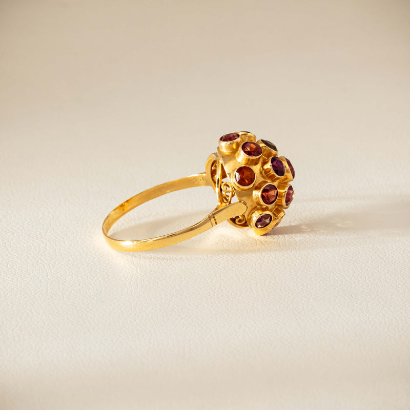 Vintage 18ct Yellow Gold Gem-Set Sputnik Ring