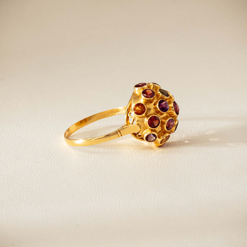 Vintage 18ct Yellow Gold Gem-Set Sputnik Ring