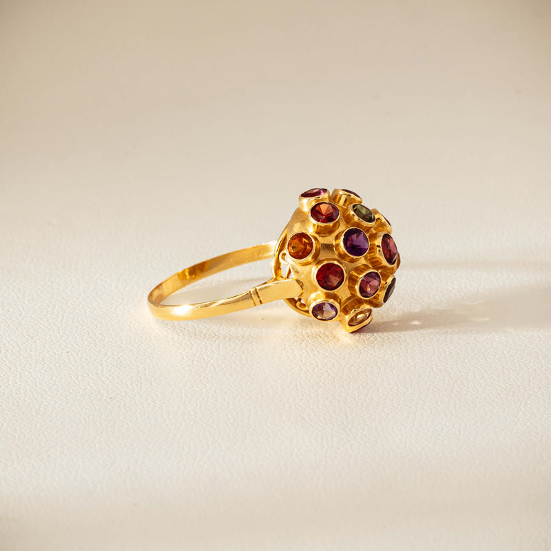 Vintage 18ct Yellow Gold Gem-Set Sputnik Ring