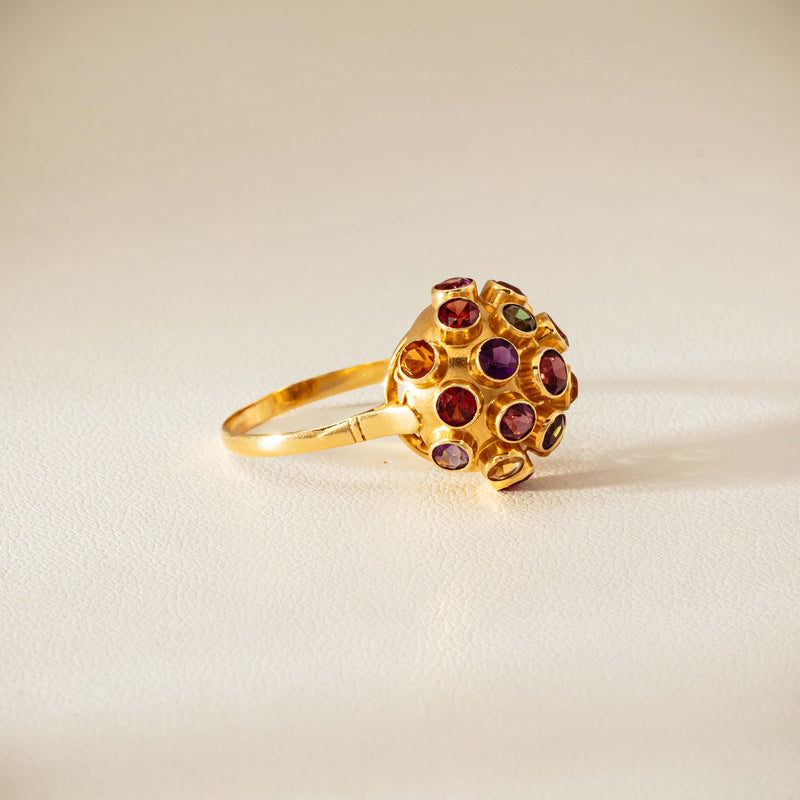 Vintage 18ct Yellow Gold Gem-Set Sputnik Ring