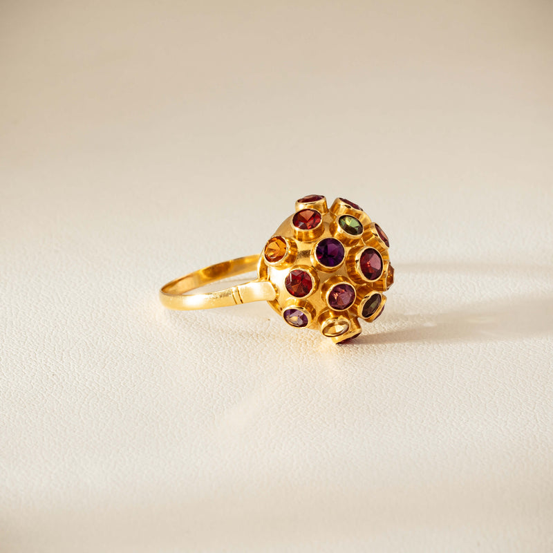 Vintage 18ct Yellow Gold Gem-Set Sputnik Ring