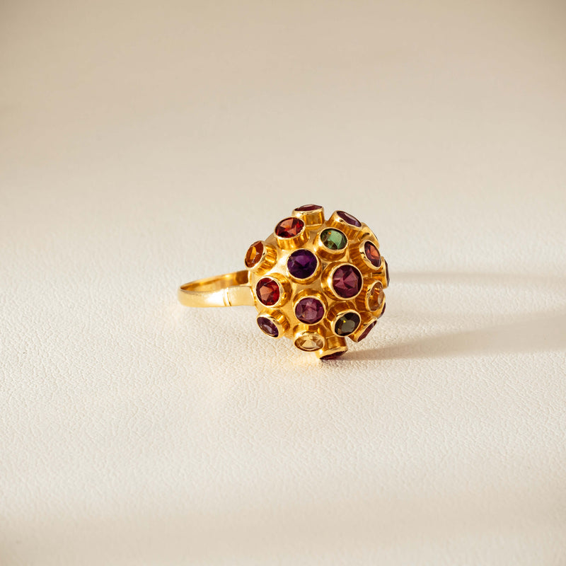Vintage 18ct Yellow Gold Gem-Set Sputnik Ring