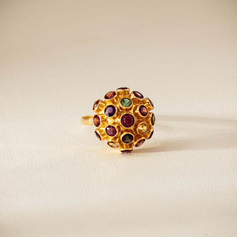 Vintage 18ct Yellow Gold Gem-Set Sputnik Ring