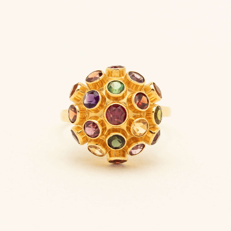 Vintage 18ct Yellow Gold Gem-Set Sputnik Ring