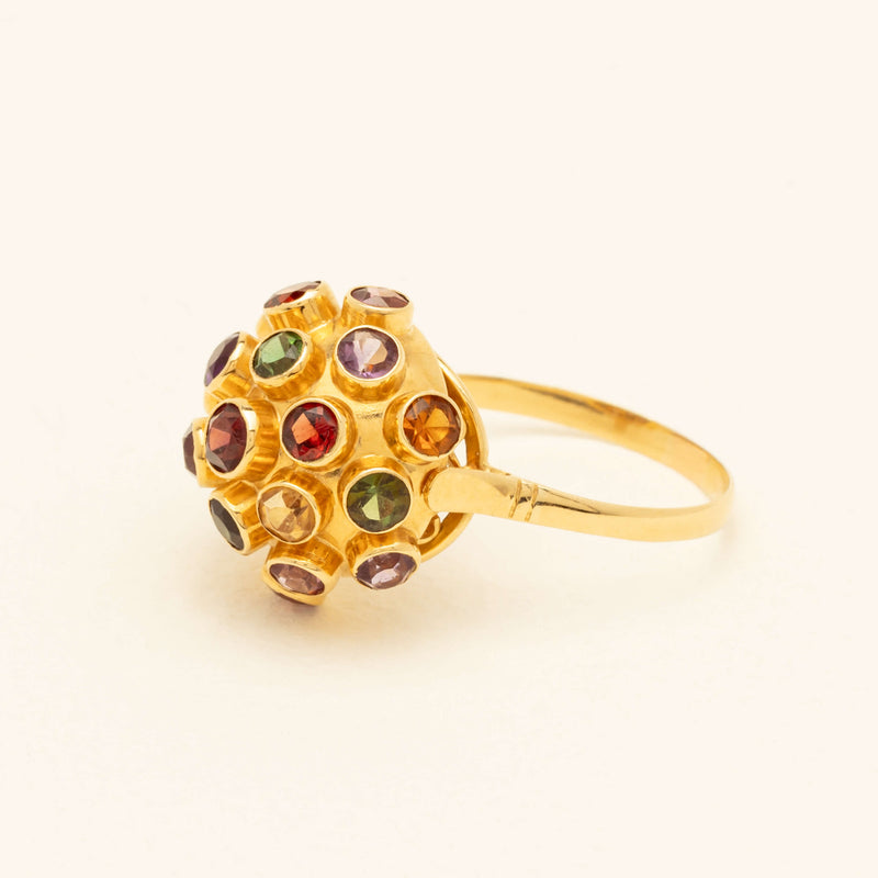 Vintage 18ct Yellow Gold Gem-Set Sputnik Ring