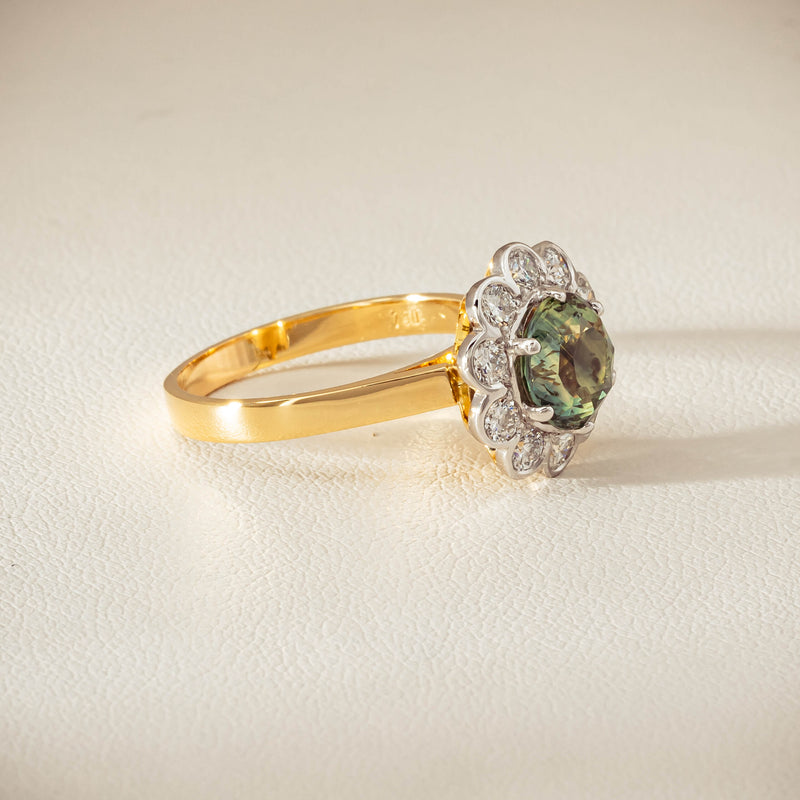 Deja Vu 18ct Yellow Gold 2.20ct Green Sapphire Ring - Ring - Walker & Hall