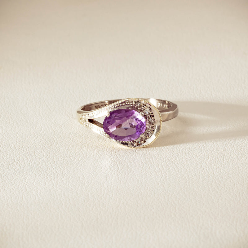 Deja Vu 18ct White Gold / Silver Amethyst & Diamond Ring - Ring - Walker & Hall