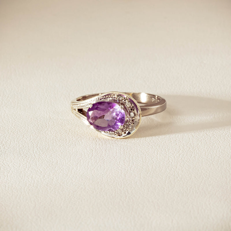 Deja Vu 18ct White Gold / Silver Amethyst & Diamond Ring - Ring - Walker & Hall