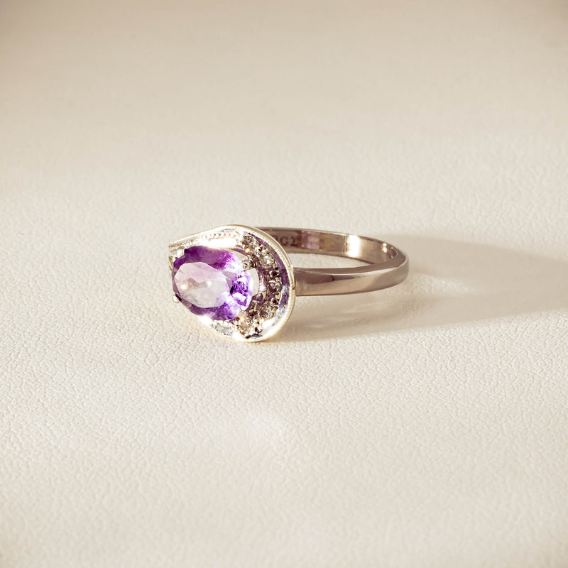 Deja Vu 18ct White Gold / Silver Amethyst & Diamond Ring - Ring - Walker & Hall