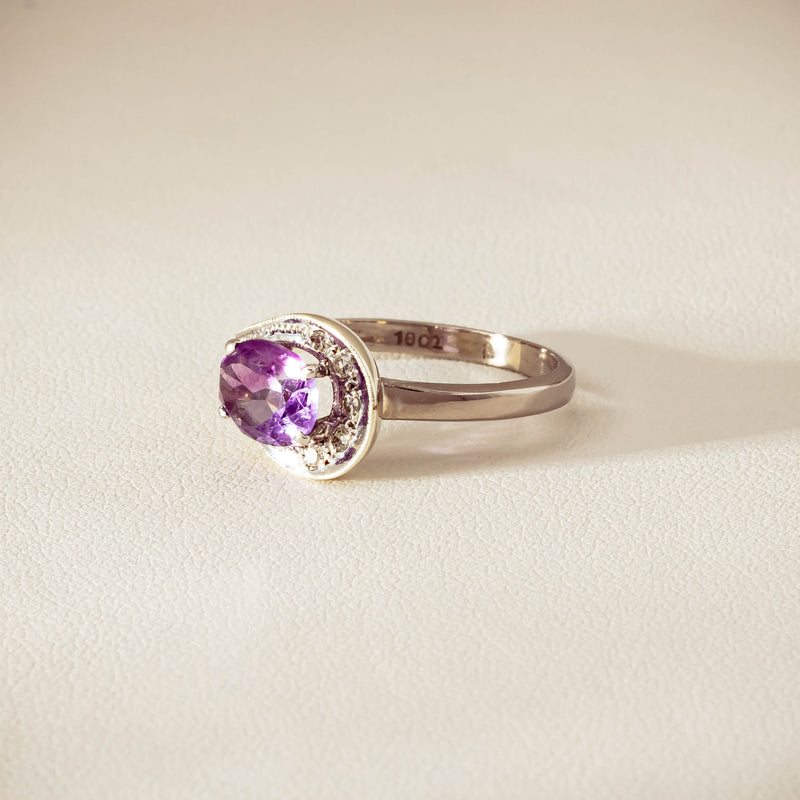 Deja Vu 18ct White Gold / Silver Amethyst & Diamond Ring - Ring - Walker & Hall