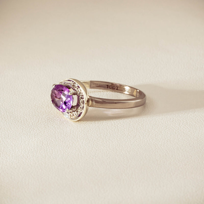 Deja Vu 18ct White Gold / Silver Amethyst & Diamond Ring - Ring - Walker & Hall