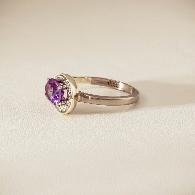 Deja Vu 18ct White Gold / Silver Amethyst & Diamond Ring - Ring - Walker & Hall
