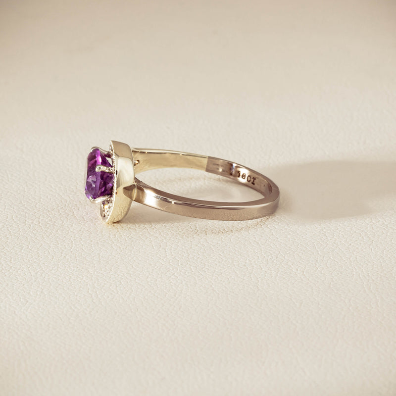 Deja Vu 18ct White Gold / Silver Amethyst & Diamond Ring - Ring - Walker & Hall