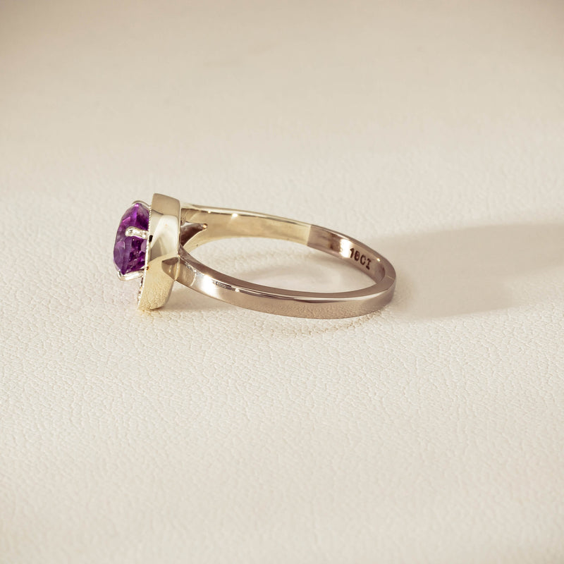 Deja Vu 18ct White Gold / Silver Amethyst & Diamond Ring - Ring - Walker & Hall