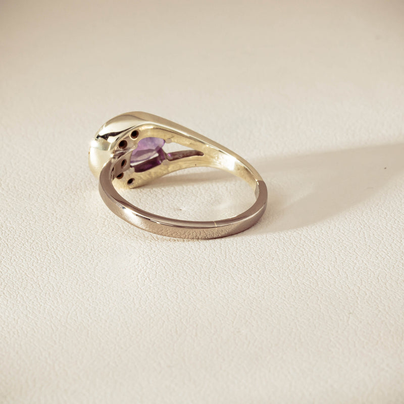 Deja Vu 18ct White Gold / Silver Amethyst & Diamond Ring - Ring - Walker & Hall