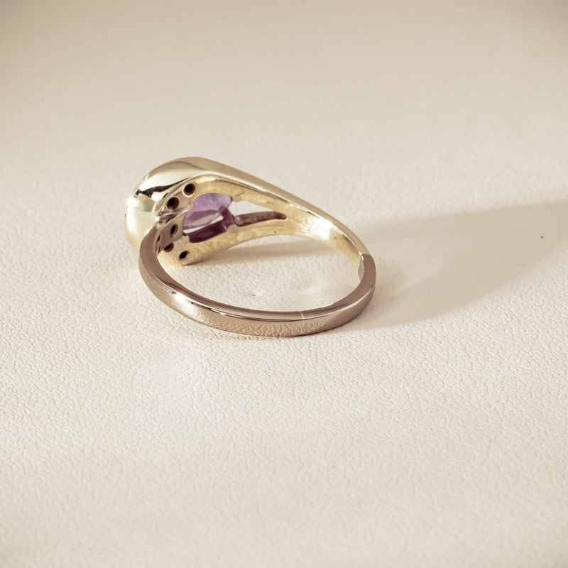Deja Vu 18ct White Gold / Silver Amethyst & Diamond Ring - Ring - Walker & Hall