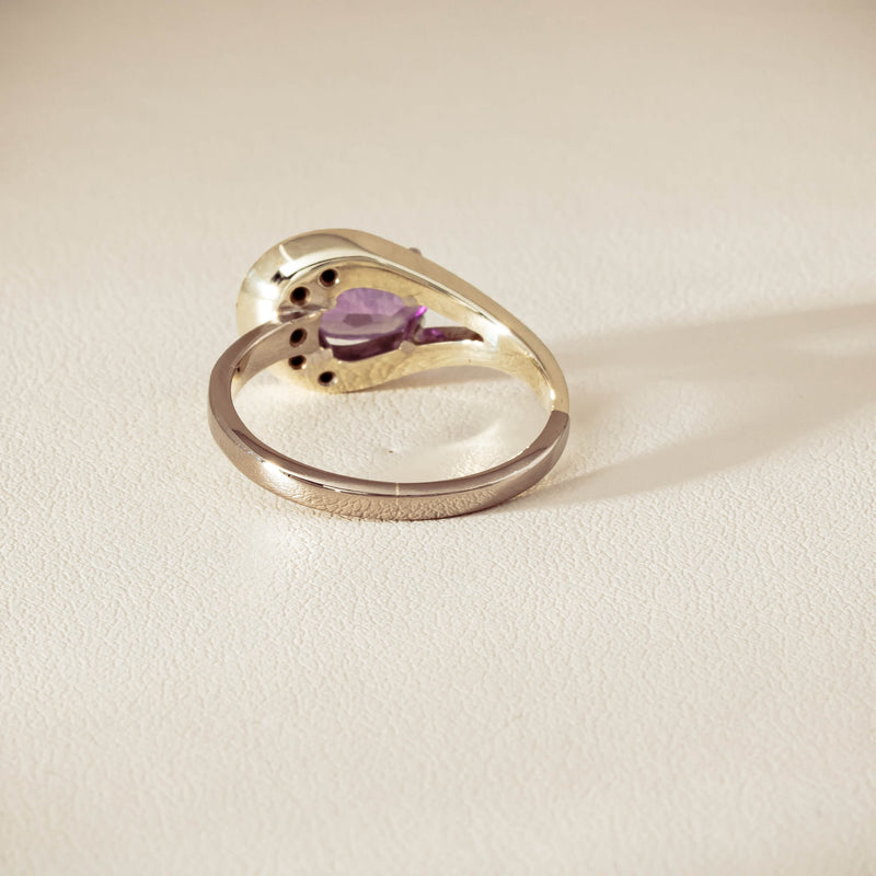 Deja Vu 18ct White Gold / Silver Amethyst & Diamond Ring - Ring - Walker & Hall