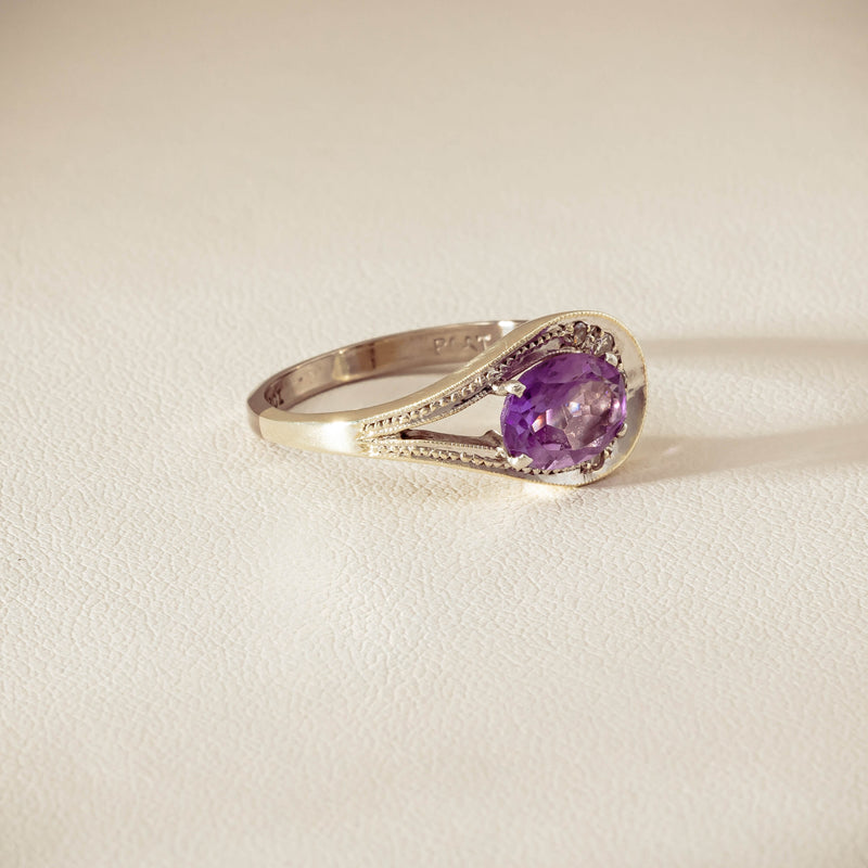 Deja Vu 18ct White Gold / Silver Amethyst & Diamond Ring - Ring - Walker & Hall