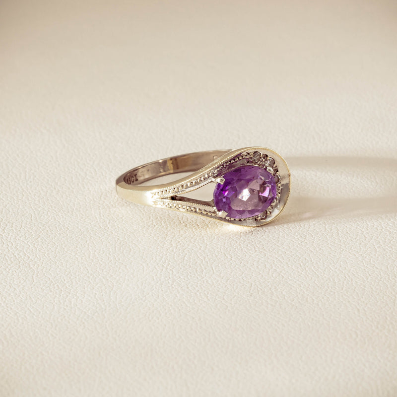 Deja Vu 18ct White Gold / Silver Amethyst & Diamond Ring - Ring - Walker & Hall