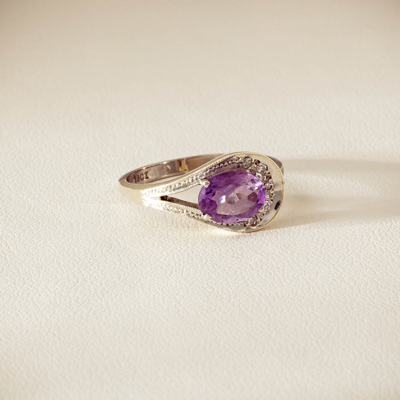 Deja Vu 18ct White Gold / Silver Amethyst & Diamond Ring - Ring - Walker & Hall