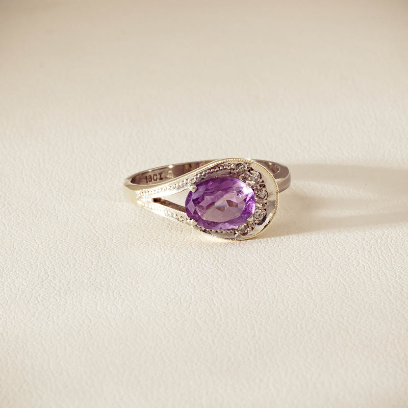 Deja Vu 18ct White Gold / Silver Amethyst & Diamond Ring - Ring - Walker & Hall