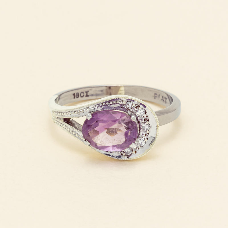 Deja Vu 18ct White Gold / Silver Amethyst & Diamond Ring - Ring - Walker & Hall