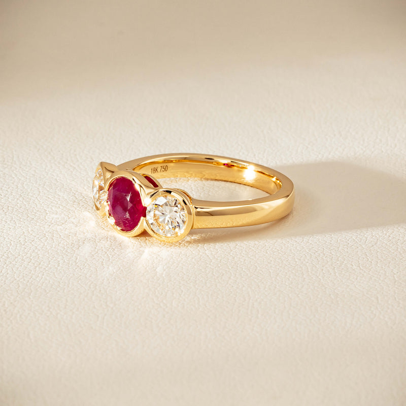 18ct Yellow Gold 1.30ct Ruby & Diamond Natalia Ring