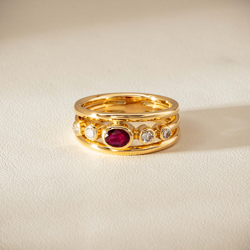 Deja Vu 18ct Yellow Gold .50ct Ruby & Diamond Ring