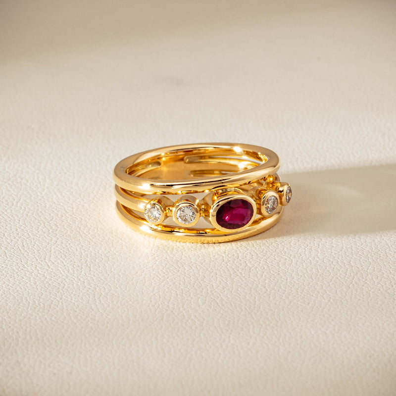Deja Vu 18ct Yellow Gold .50ct Ruby & Diamond Ring