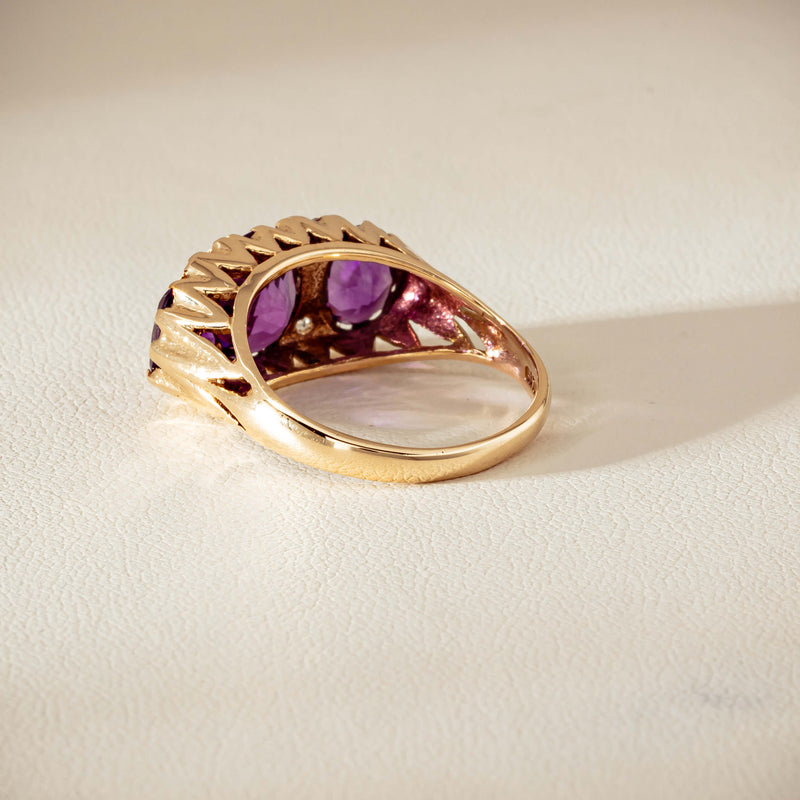 Deja Vu 9ct Gold Amethyst & Diamond Ring - London 1972