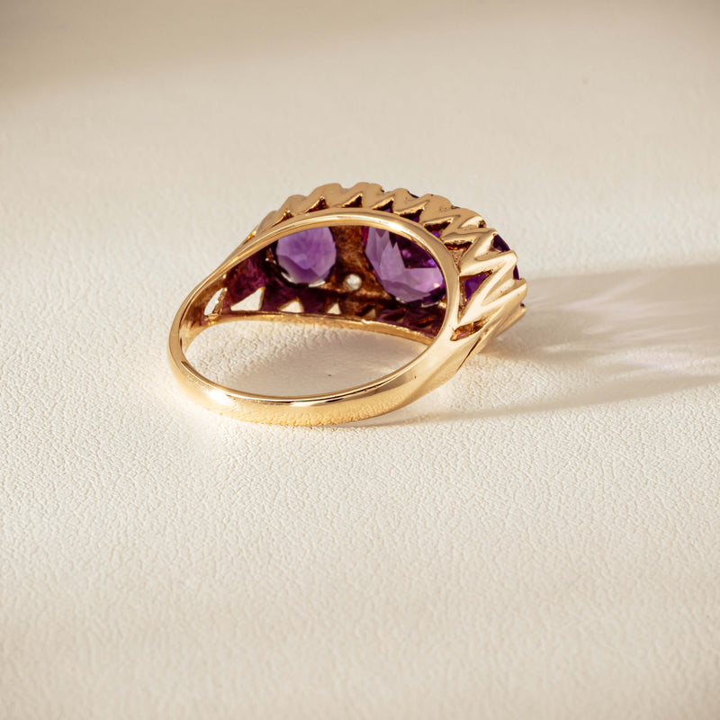 Deja Vu 9ct Gold Amethyst & Diamond Ring - London 1972