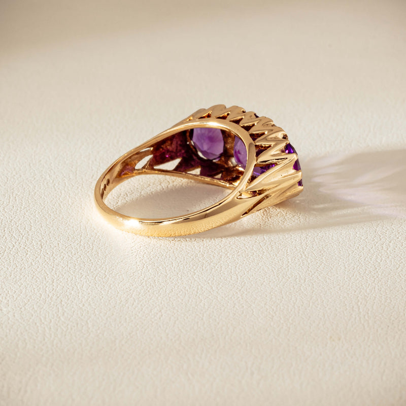 Deja Vu 9ct Gold Amethyst & Diamond Ring - London 1972