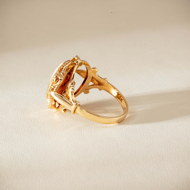 Deja Vu 9ct Yellow Gold Decorative Cameo Ring - London 1976