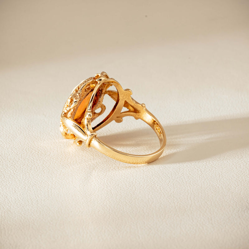 Deja Vu 9ct Yellow Gold Decorative Cameo Ring - London 1976