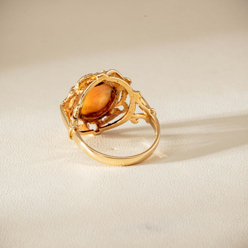 Deja Vu 9ct Yellow Gold Decorative Cameo Ring - London 1976