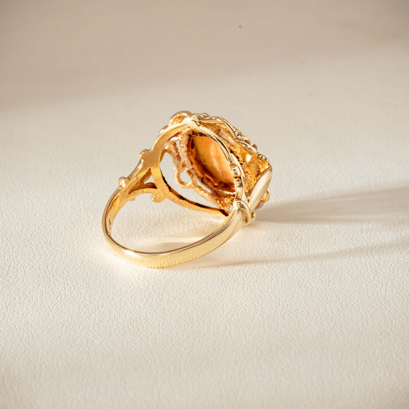 Deja Vu 9ct Yellow Gold Decorative Cameo Ring - London 1976