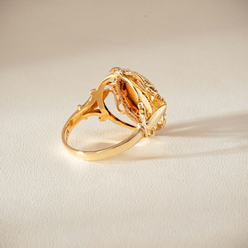 Deja Vu 9ct Yellow Gold Decorative Cameo Ring - London 1976