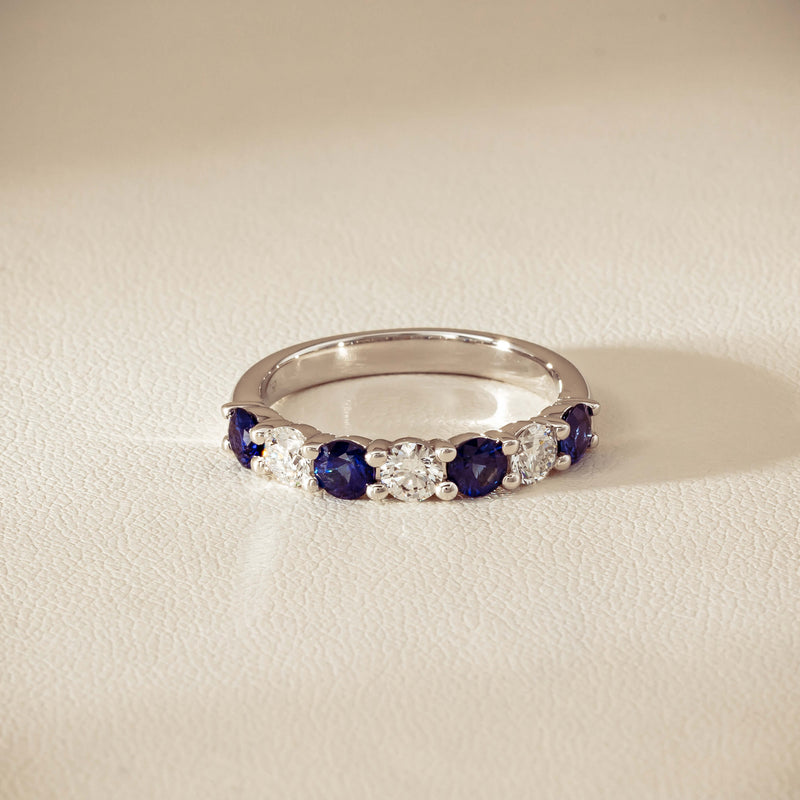 18ct White Gold .70ct Sapphire & Diamond Panorama Ring